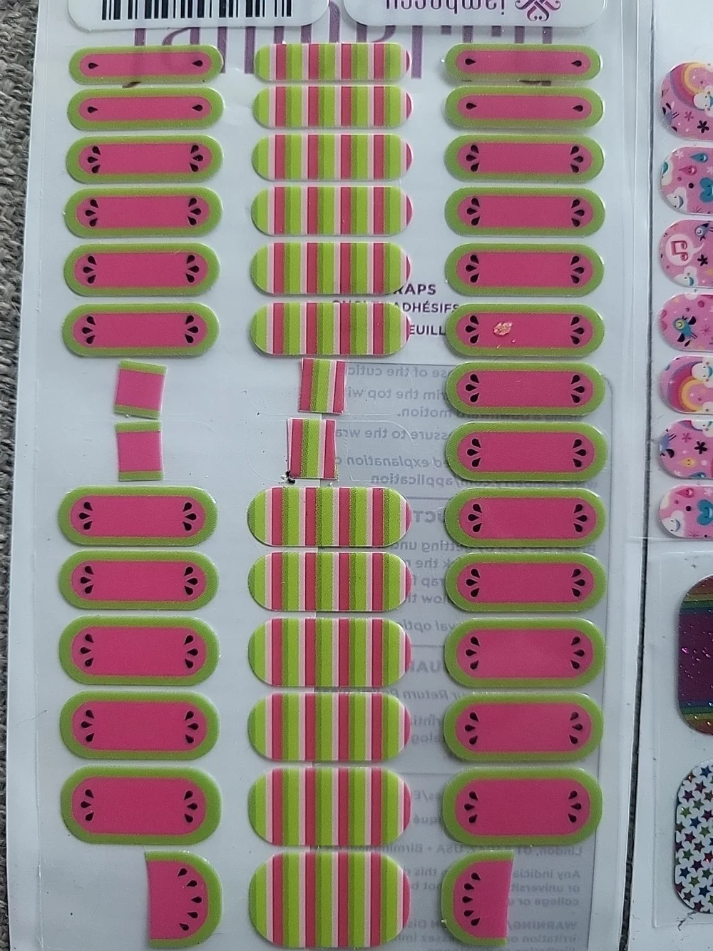 Jamberry Jr. Assorted Nail Wraps Partials Lot